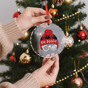 Funny Christmas Movie Crystal Glass Ornament Oh Fudge Buffalo Plaid Printed Graphic Beanie Cap Xmas Light TS11 Print Your Wear