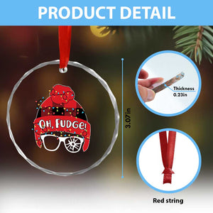 Funny Christmas Movie Crystal Glass Ornament Oh Fudge Buffalo Plaid Printed Graphic Beanie Cap Xmas Light TS11 Print Your Wear