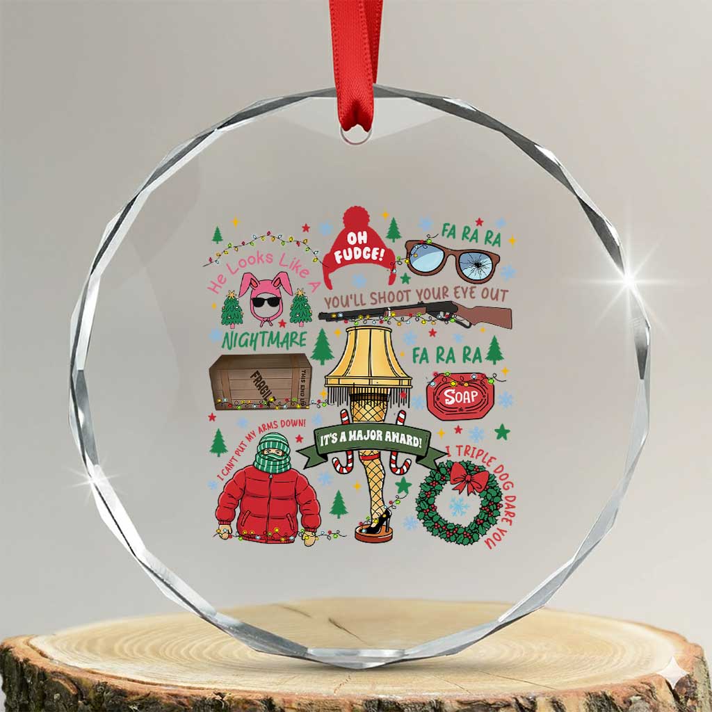 Funny Christmas Movie Crystal Glass Ornament Oh Fudge Bunny Pajama Italian Leg Lamp TS11 Transparent Glass 3'' Circle Print Your Wear