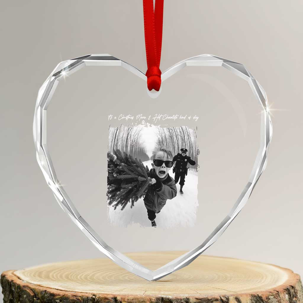 Funny Christmas Movie Heart Crystal Glass Ornament Funny Kevin Home Xmas Meme Alone TS10 Transparent Glass 3'' Heart Print Your Wear