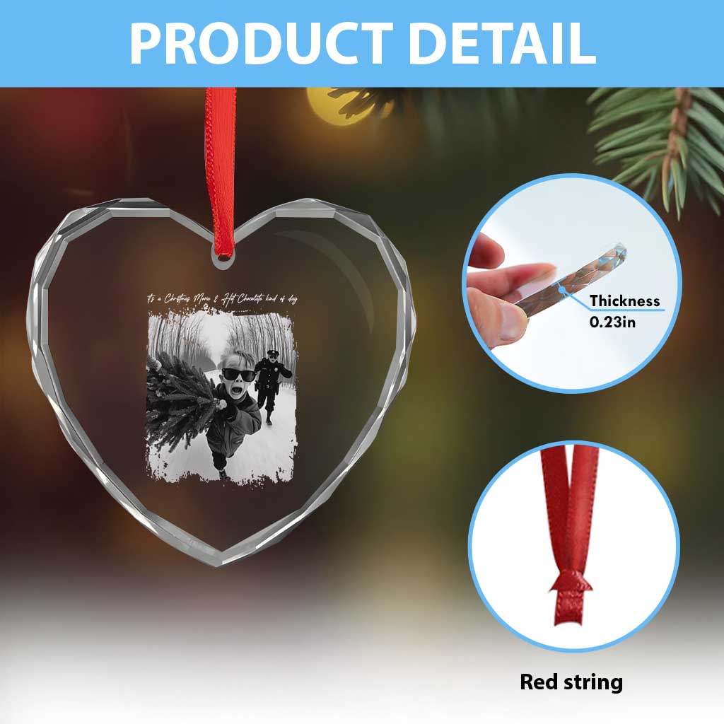 Funny Christmas Movie Heart Crystal Glass Ornament Funny Kevin Home Xmas Meme Alone TS10 Print Your Wear