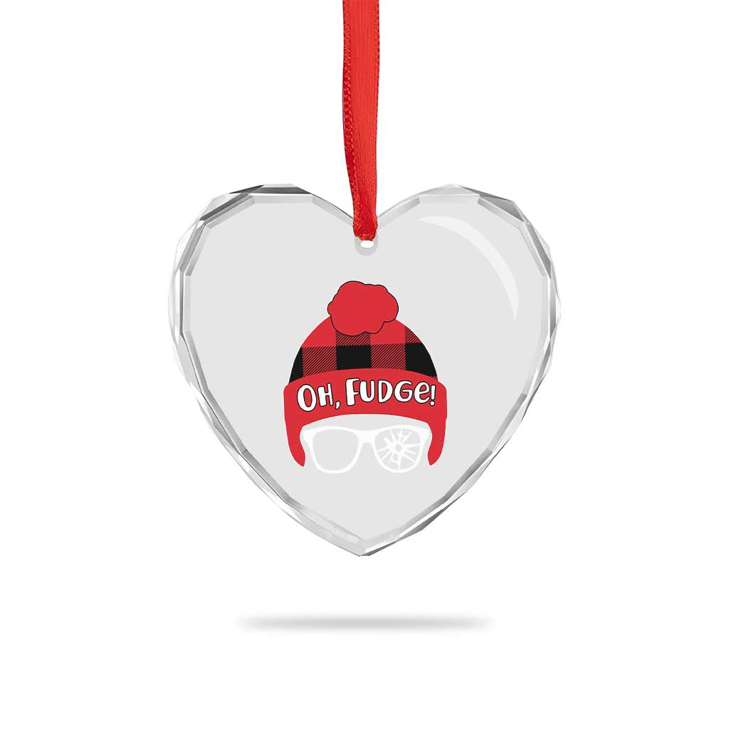 Funny Christmas Movie Heart Crystal Glass Ornament Oh Fudge Buffalo Plaid Printed Graphic Beanie Cap TS11 Print Your Wear