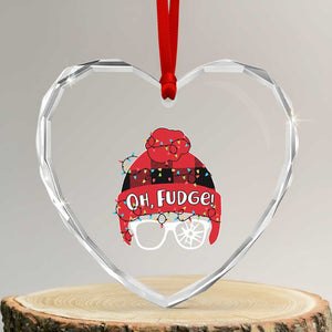 Funny Christmas Movie Heart Crystal Glass Ornament Oh Fudge Buffalo Plaid Printed Graphic Beanie Cap Xmas Light TS11 Transparent Glass 3'' Heart Print Your Wear