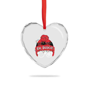 Funny Christmas Movie Heart Crystal Glass Ornament Oh Fudge Buffalo Plaid Printed Graphic Beanie Cap Xmas Light TS11 Print Your Wear