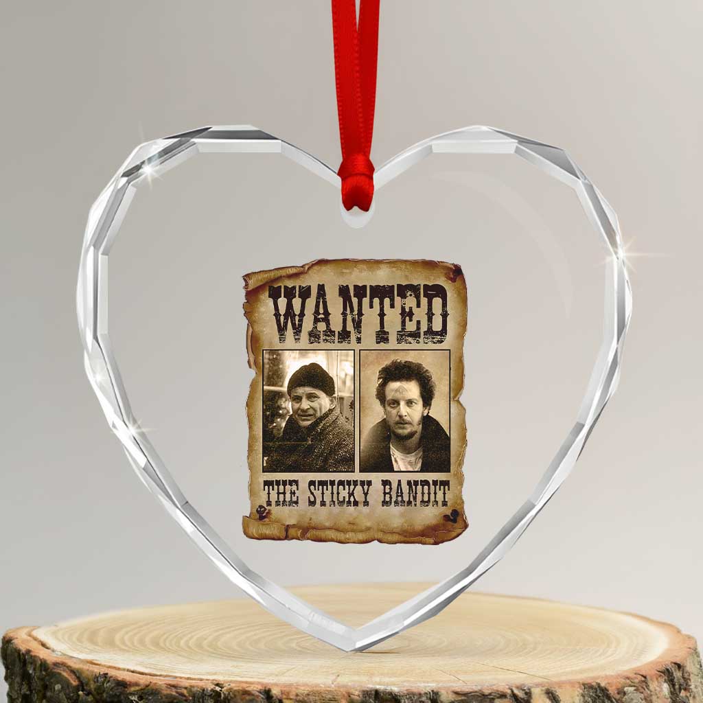 Funny Christmas Movie Heart Crystal Glass Ornament Wanted Sticky Bandit Merry Xmas Ya Filthy Animal TS10 Transparent Glass 3'' Heart Print Your Wear