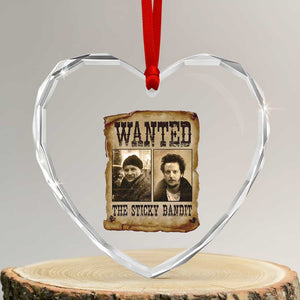 Funny Christmas Movie Heart Crystal Glass Ornament Wanted Sticky Bandit Merry Xmas Ya Filthy Animal TS10 Transparent Glass 3'' Heart Print Your Wear
