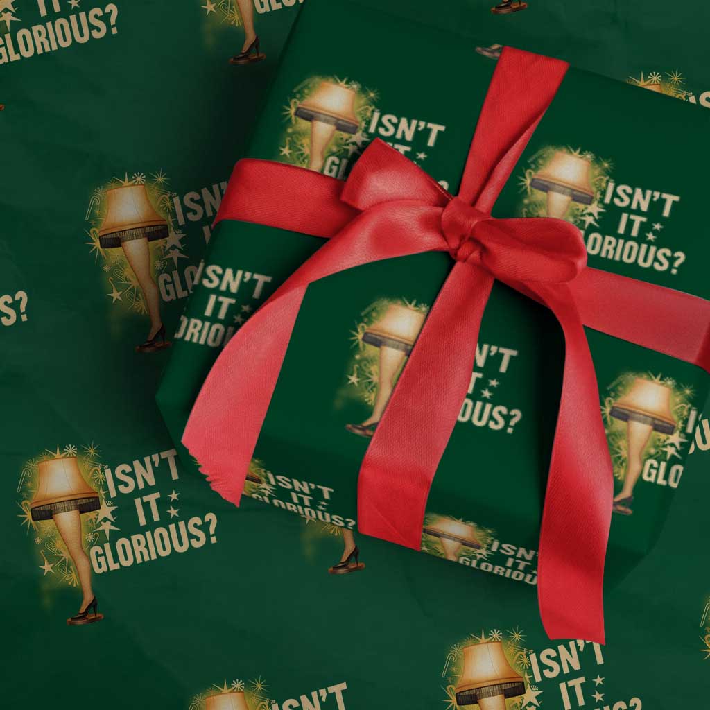 Funny Christmas Movie Leg Lamp Wrapping Paper Roll Isnt It Glorious TS11 Green Print Your Wear