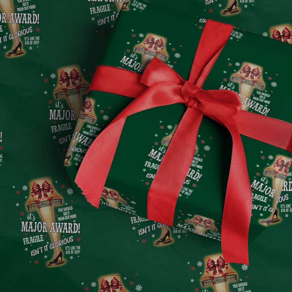 Funny Christmas Movie Wrapping Paper Roll It Is A Major Award Fragile Italian Leg Lamp TS11 Green Print Your Wear