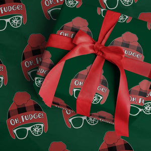 Funny Christmas Movie Wrapping Paper Roll Oh Fudge Buffalo Plaid Printed Graphic Beanie Cap TS11 Green Print Your Wear