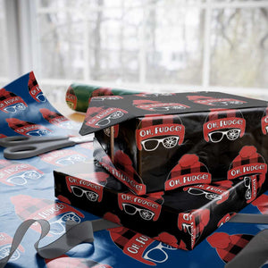 Funny Christmas Movie Wrapping Paper Roll Oh Fudge Buffalo Plaid Printed Graphic Beanie Cap TS11 Black Print Your Wear