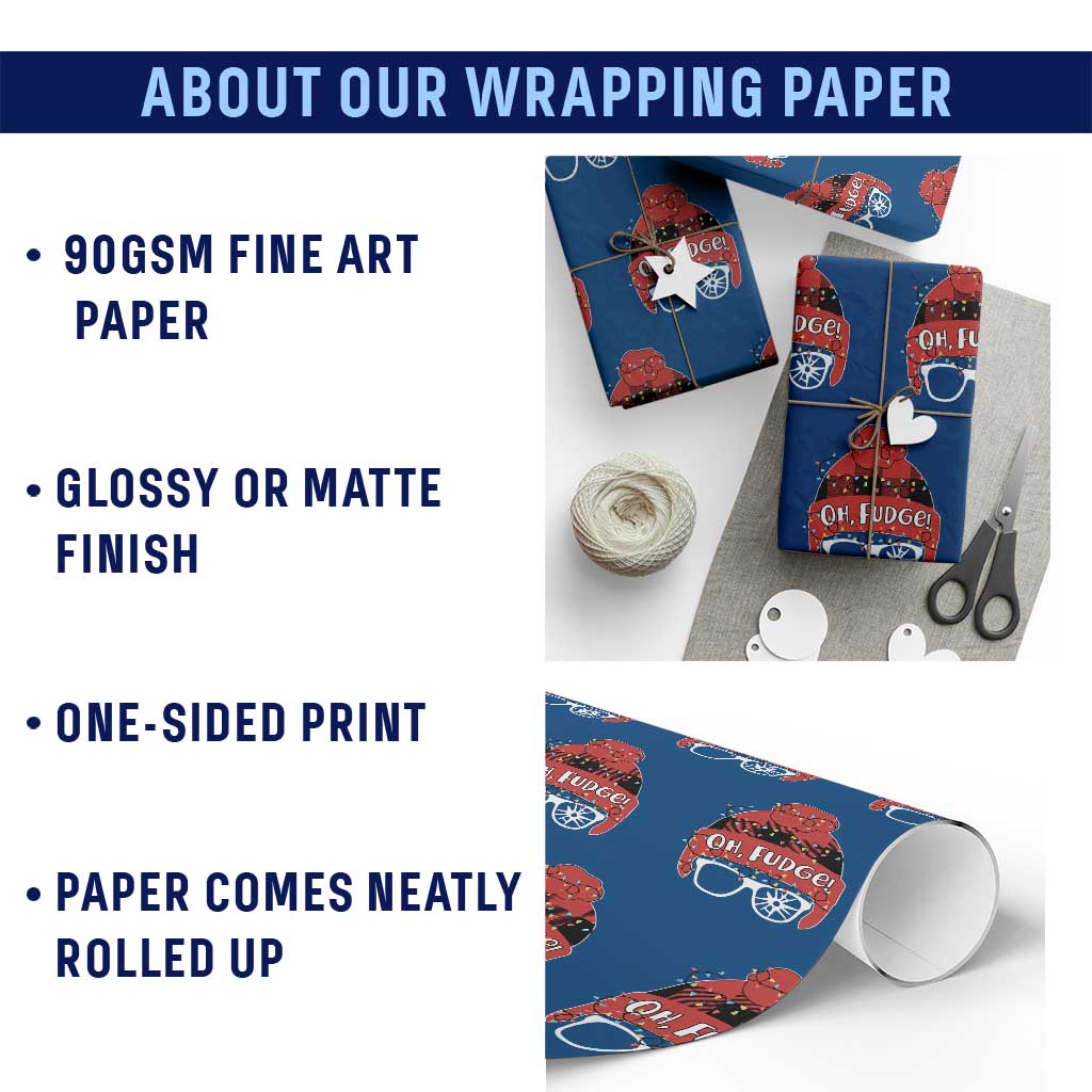 Funny Christmas Movie Wrapping Paper Roll Oh Fudge Buffalo Plaid Printed Graphic Beanie Cap Xmas Light TS11 Print Your Wear