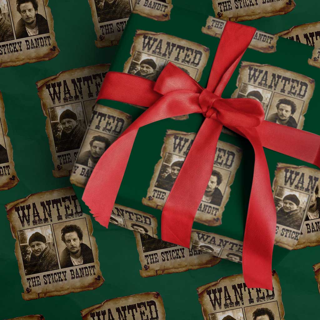 Funny Christmas Movie Wrapping Paper Roll Wanted Sticky Bandit Merry Xmas Ya Filthy Animal TS10 Green Print Your Wear