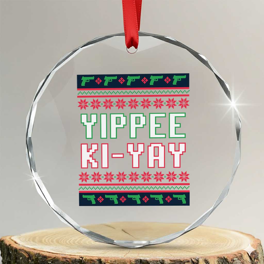 Funny Christmas Nakatomi Plaza Yipee Ki-Yay Crystal Glass Ornament TS09 Transparent Glass 3'' Circle Print Your Wear