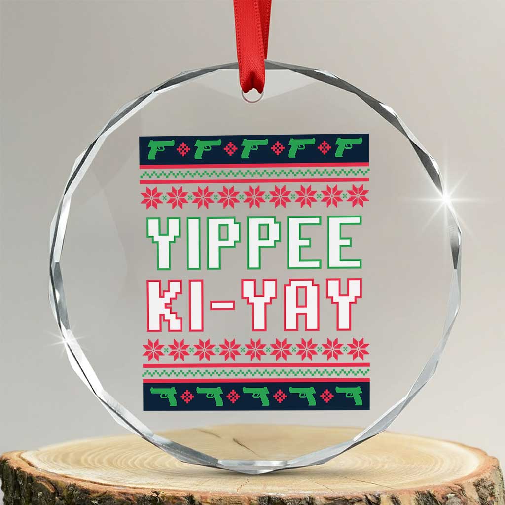 Funny Christmas Nakatomi Plaza Yipee Ki-Yay Crystal Glass Ornament TS09 Transparent Glass 3'' Circle Print Your Wear