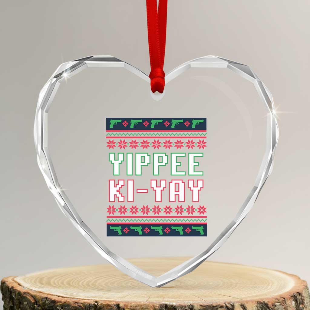 Funny Christmas Nakatomi Plaza Yipee Ki-Yay Heart Crystal Glass Ornament TS09 Transparent Glass 3'' Heart Print Your Wear