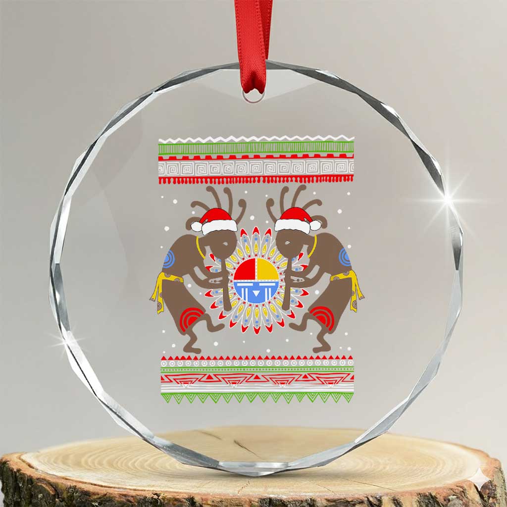 Funny Christmas Native American Crystal Glass Ornament Santa Kokopeli Medicine Wheel TS11 Transparent Glass 3'' Circle Print Your Wear