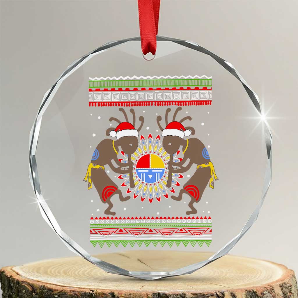 Funny Christmas Native American Crystal Glass Ornament Santa Kokopeli Medicine Wheel TS11 Transparent Glass 3'' Circle Print Your Wear
