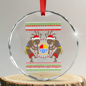 Funny Christmas Native American Crystal Glass Ornament Santa Kokopeli Medicine Wheel - Print Your Wear