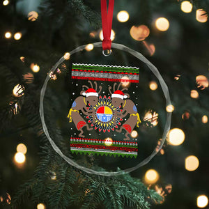 Funny Christmas Native American Crystal Glass Ornament Santa Kokopeli Medicine Wheel - Print Your Wear