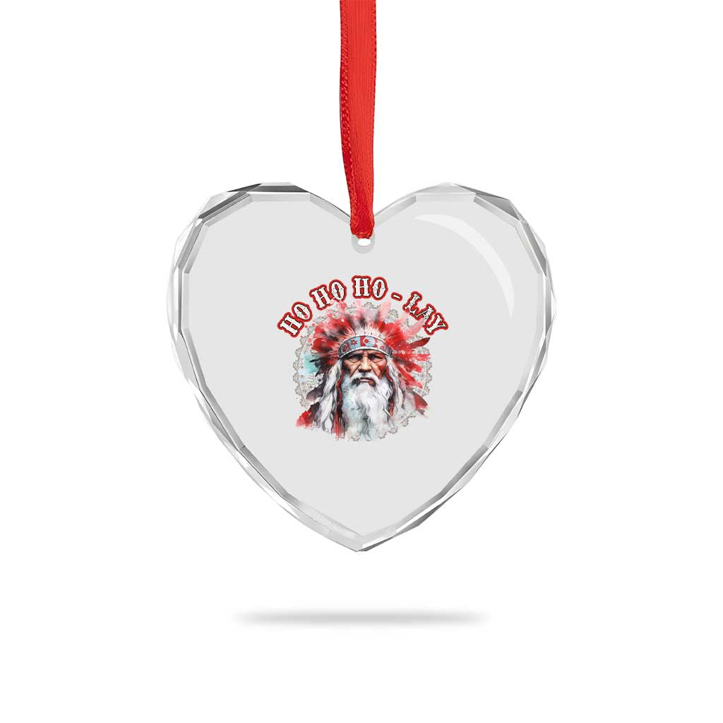 Funny Christmas Native American Heart Crystal Glass Ornament Ho Ho Lay War Bonnet Santa Indian Tribes TS11 Print Your Wear