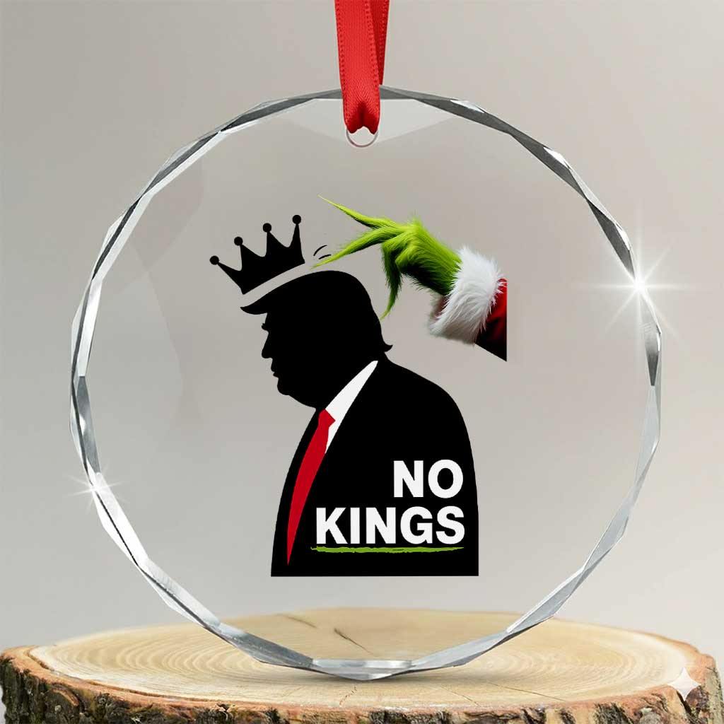 Funny Christmas No Kings in America Crystal Glass Ornament TS10 Transparent Glass 3'' Circle Print Your Wear