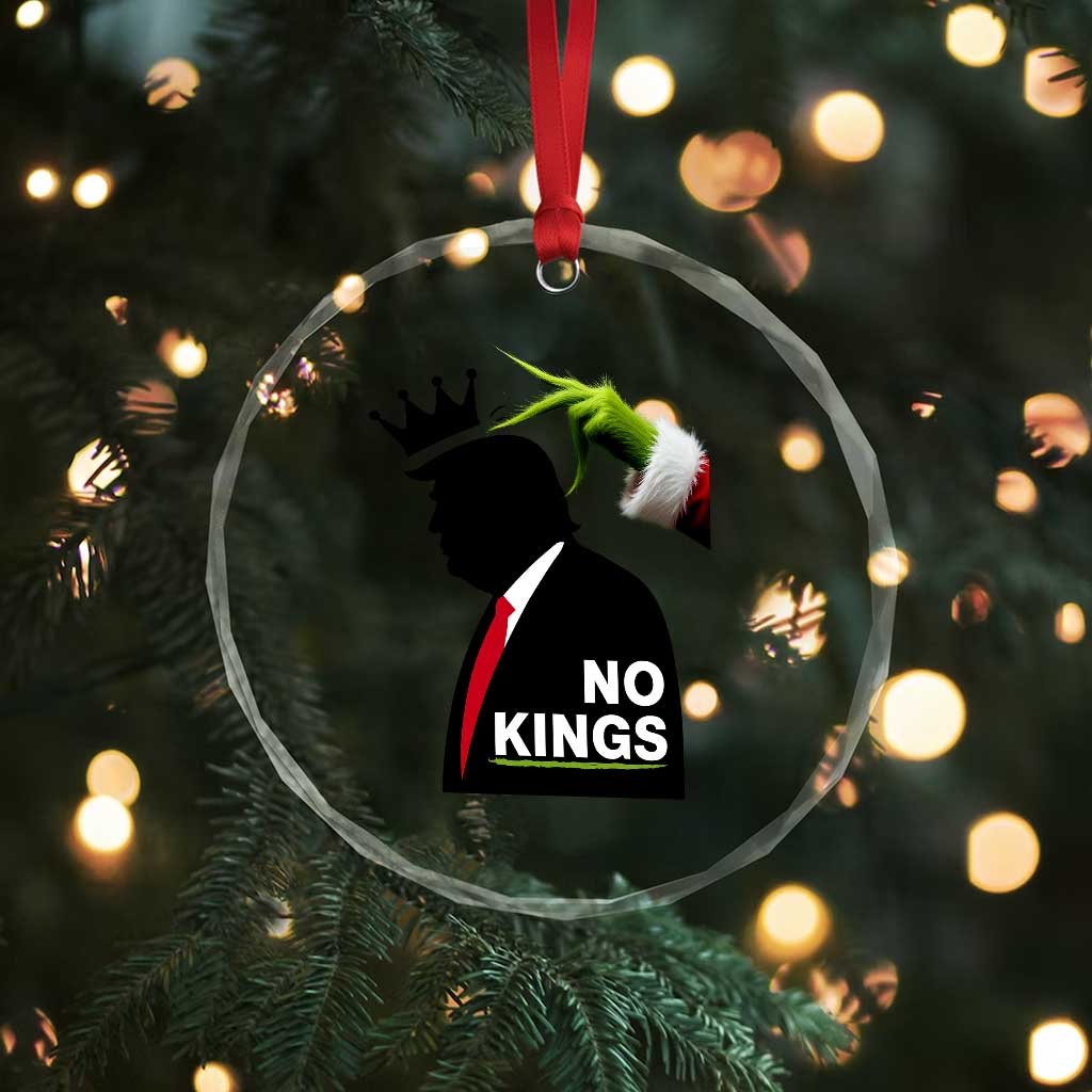 Funny Christmas No Kings in America Crystal Glass Ornament TS10 Print Your Wear