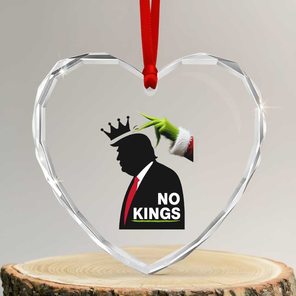 Funny Christmas No Kings in America Heart Crystal Glass Ornament TS10 Transparent Glass 3'' Heart Print Your Wear