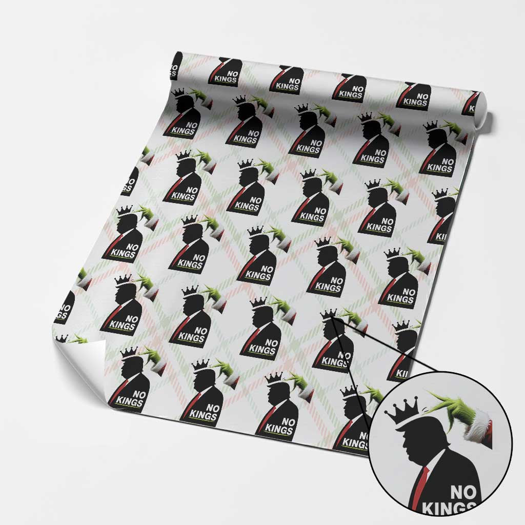 Funny Christmas No Kings in America Wrapping Paper Roll TS10 Christmas Plaid Print Your Wear