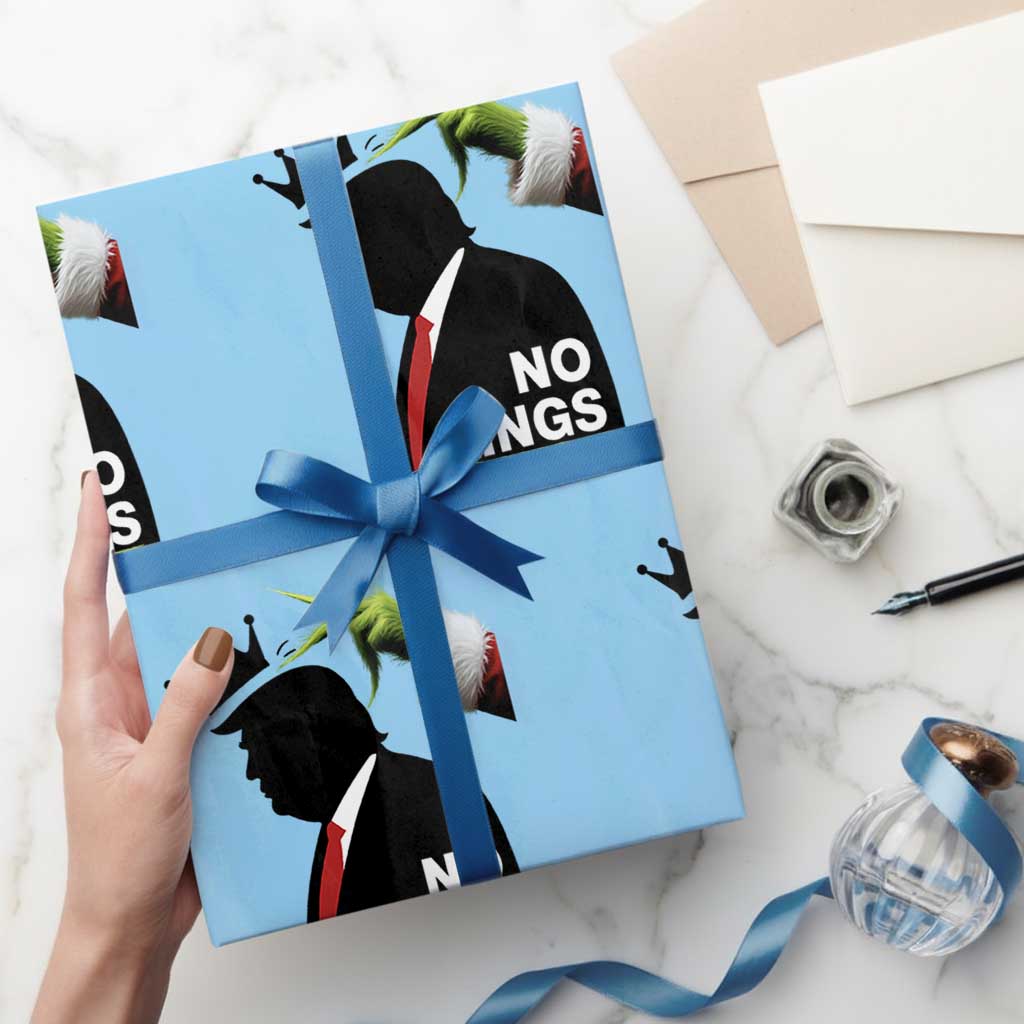 Funny Christmas No Kings in America Wrapping Paper Roll TS10 Light Blue Print Your Wear
