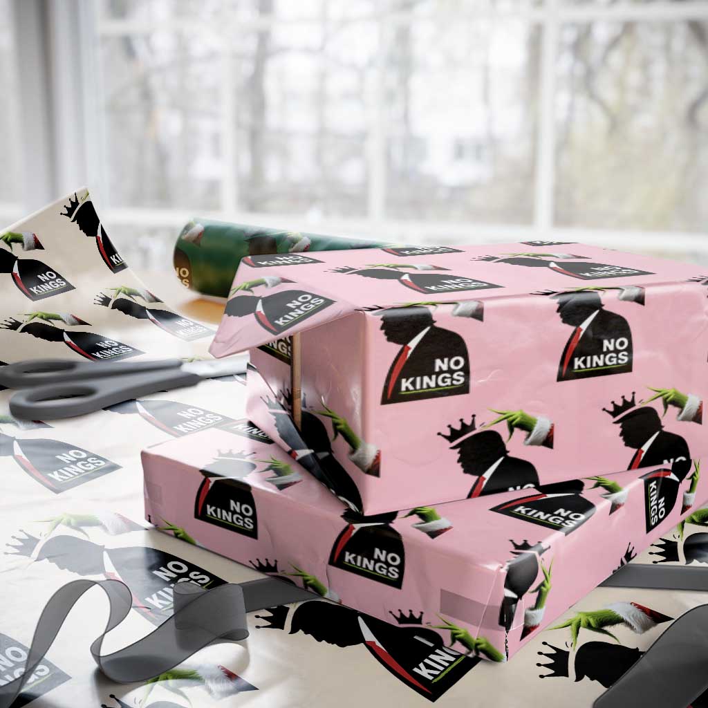 Funny Christmas No Kings in America Wrapping Paper Roll TS10 Light Pink Print Your Wear