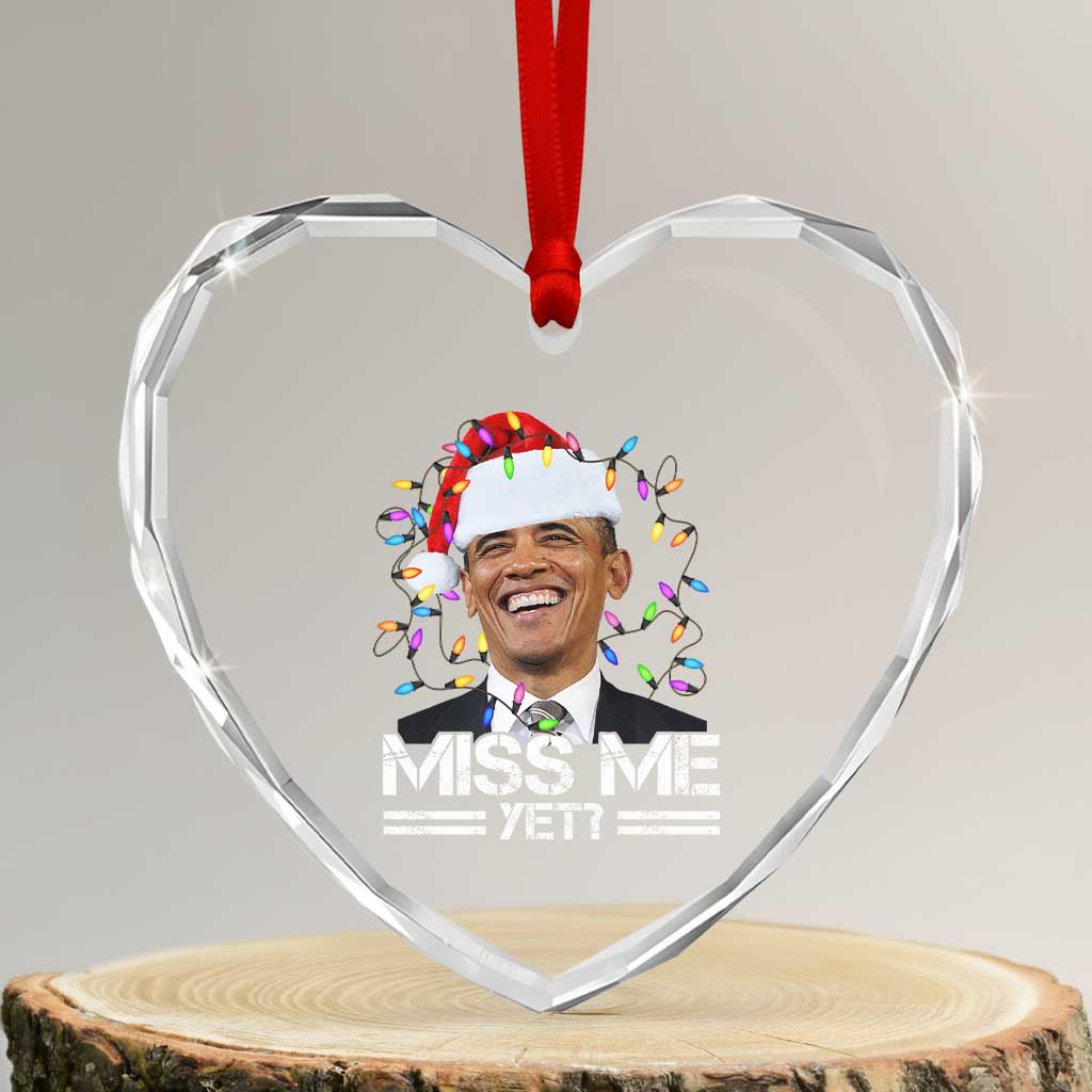 Funny Christmas Obama Heart Crystal Glass Ornament Funny Santa Xmas Light TS10 Transparent Glass 3'' Heart Print Your Wear