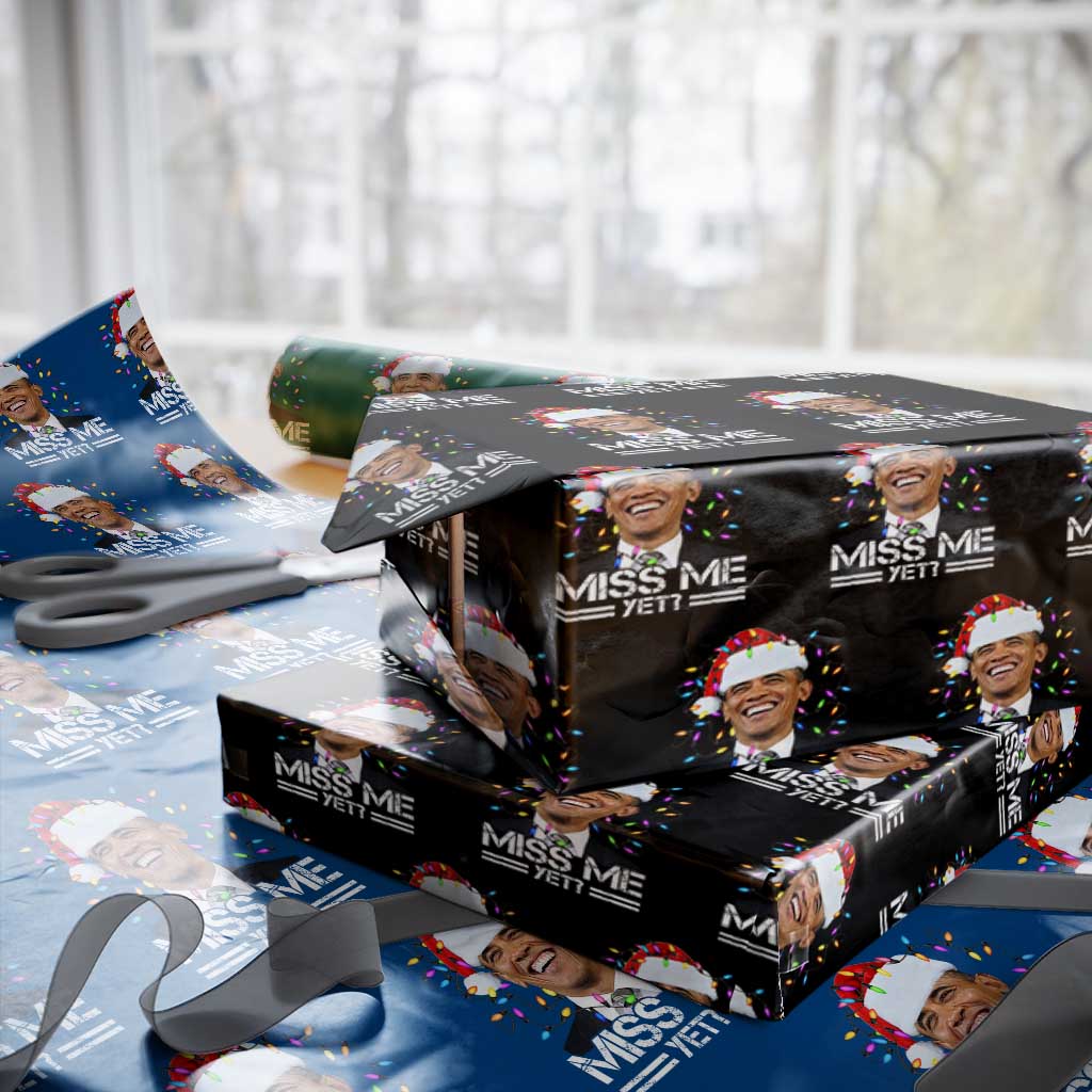 Funny Christmas Obama Wrapping Paper Roll Funny Santa Xmas Light TS10 Black Print Your Wear