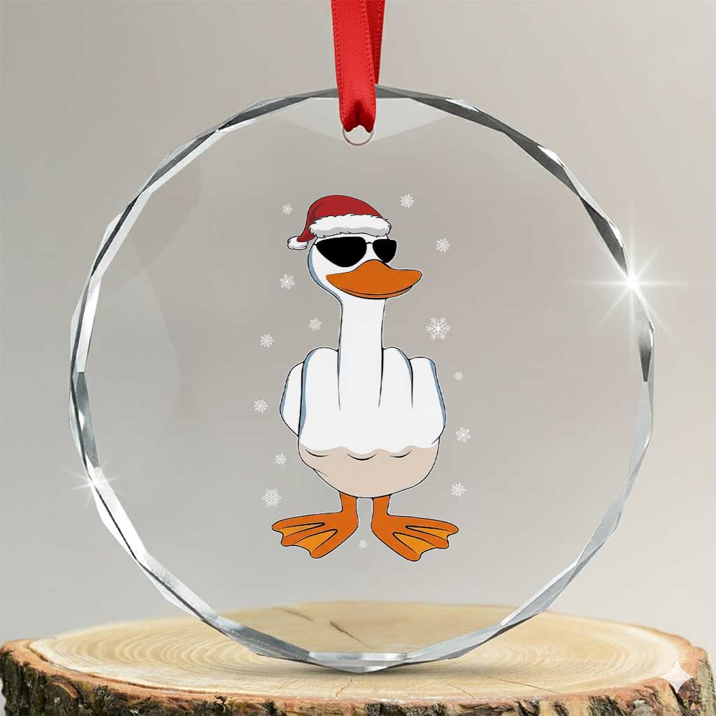 Funny Christmas Offensive Rude Duck Crystal Glass Ornament I Dont Give A Duck Middle Finger Xmas TS11 Transparent Glass 3'' Circle Print Your Wear