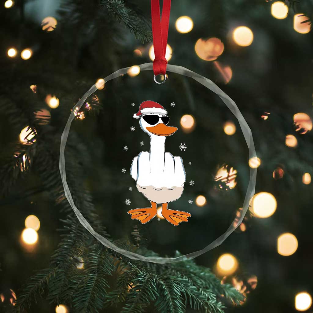 Funny Christmas Offensive Rude Duck Crystal Glass Ornament I Dont Give A Duck Middle Finger Xmas TS11 Print Your Wear