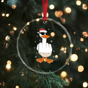 Funny Christmas Offensive Rude Duck Crystal Glass Ornament I Dont Give A Duck Middle Finger Xmas TS11 Print Your Wear