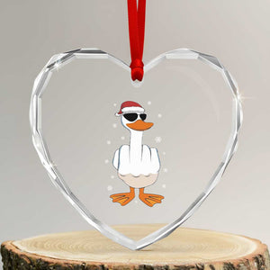 Funny Christmas Offensive Rude Duck Heart Crystal Glass Ornament I Dont Give A Duck Middle Finger Xmas TS11 Transparent Glass 3'' Heart Print Your Wear