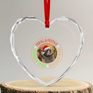 Funny Christmas Pedro The Racoon Heart Crystal Glass Ornament Feral And Festive Xmas Santa Trash Panda TS11 Transparent Glass 3'' Heart Print Your Wear