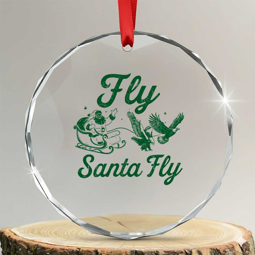 Funny Christmas Philadelphia Fan Crystal Glass Ornament Fly Santa Fly Eagles Philly Pride TS11 Transparent Glass 3'' Circle Print Your Wear