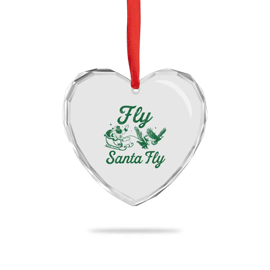 Funny Christmas Philadelphia Fan Heart Crystal Glass Ornament Fly Santa Fly Eagles Philly Pride TS11 Print Your Wear