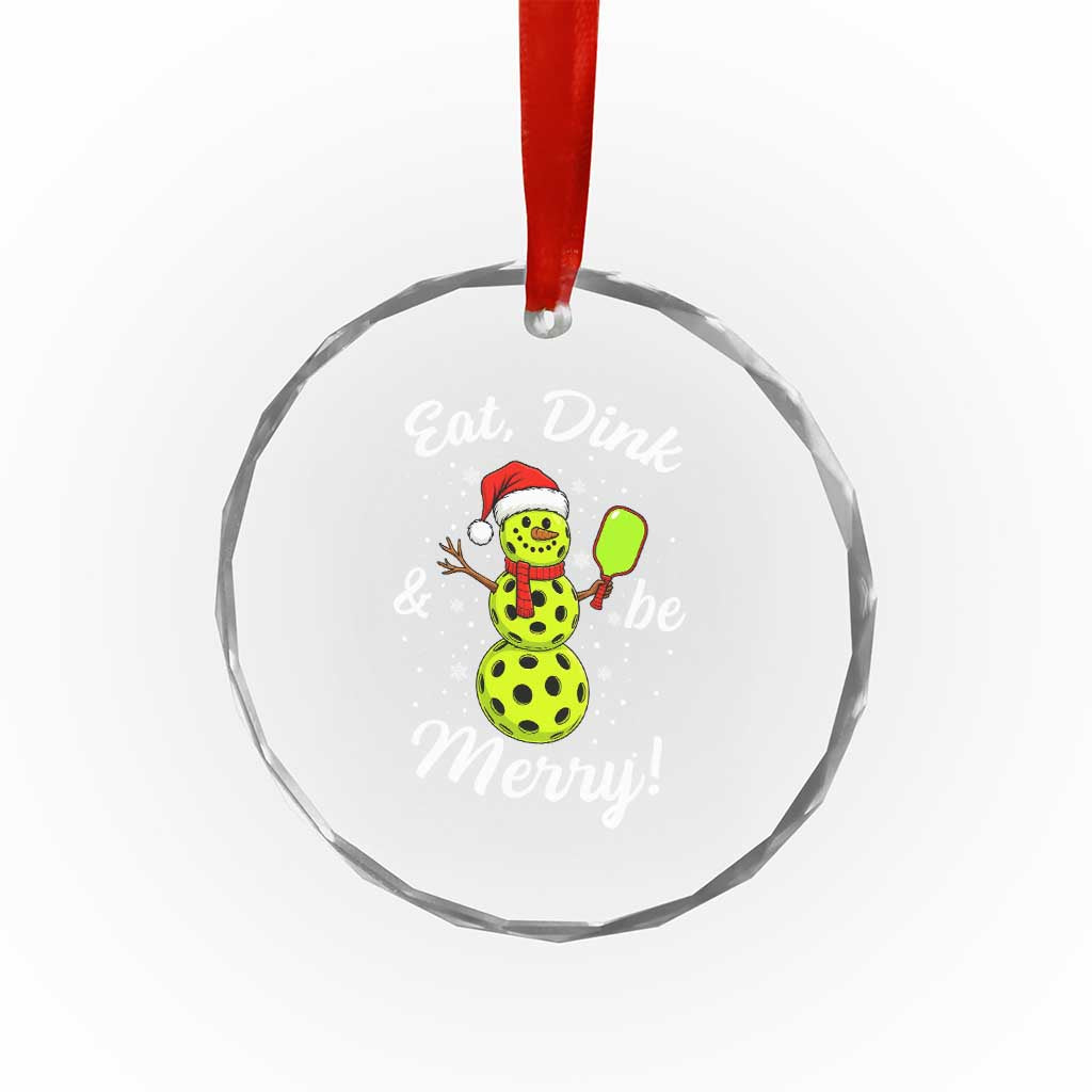 Funny Christmas Pickleball Crystal Glass Ornament Eat Dink And Be Merry Snowman TS11 Print Your Wear