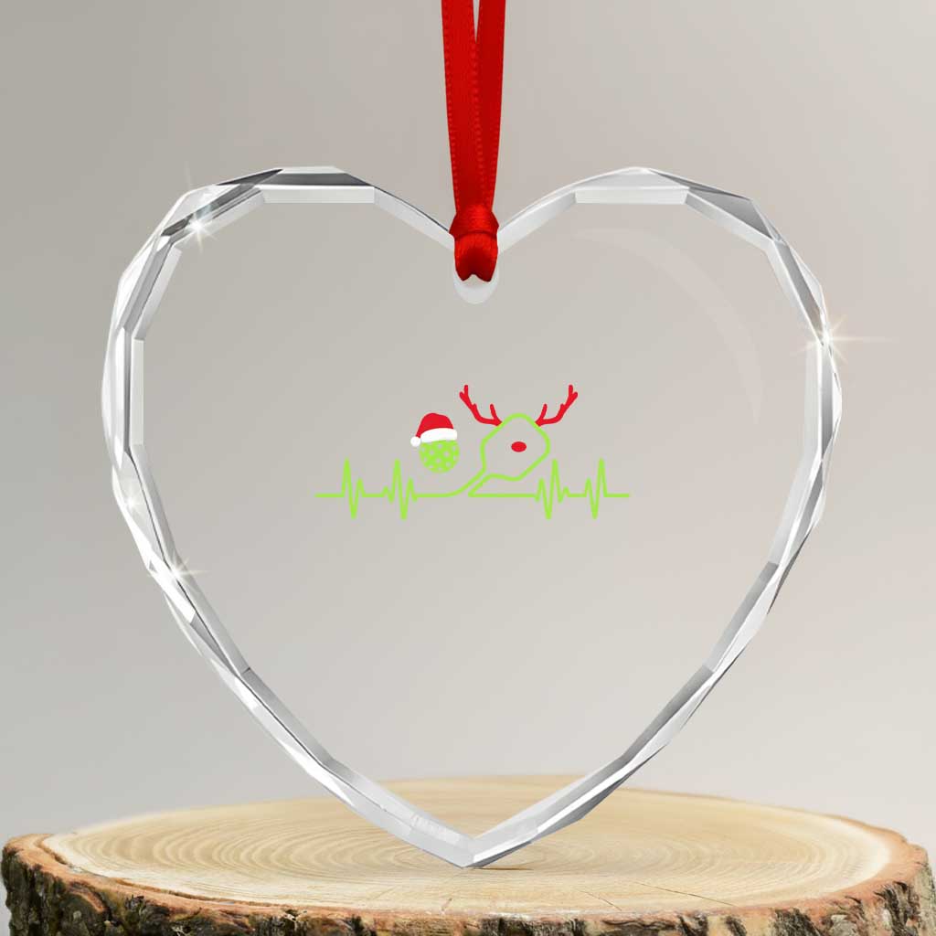 Funny Christmas Pickleball Heartbeat Santa Hat Heart Crystal Glass Ornament TS11 Transparent Glass 3'' Heart Print Your Wear