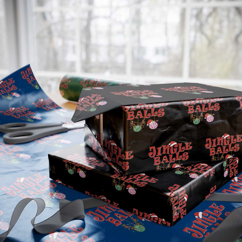 Funny Christmas Pickleball Wrapping Paper Roll Jingle Balls Reindeer Santa Hat Ball TS11 Black Print Your Wear