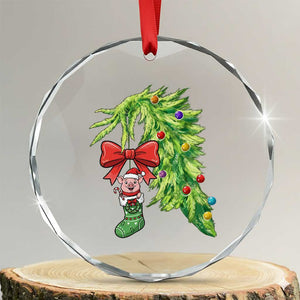 Funny Christmas Pig In Green Hand Naughty Crystal Glass Ornament Pet Lover Gift TS12 Transparent Glass 3'' Circle Print Your Wear