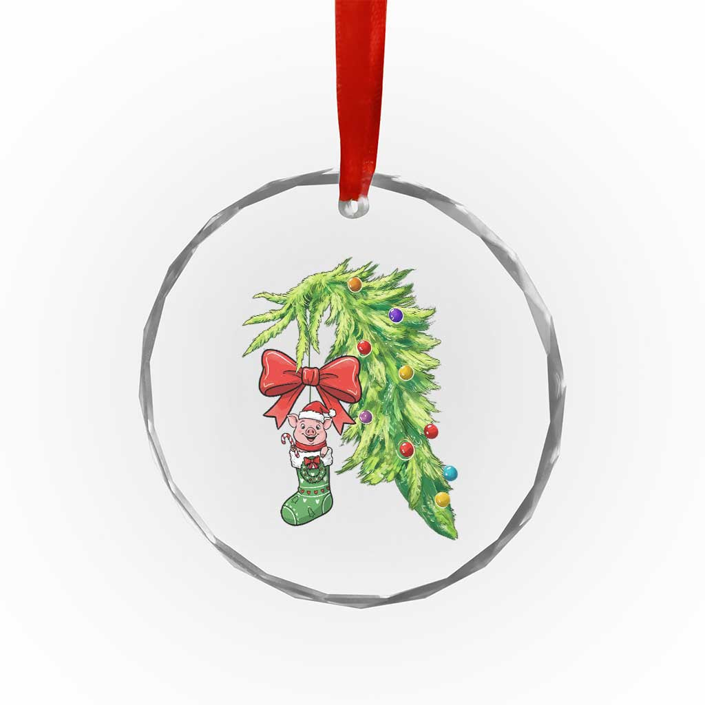 Funny Christmas Pig In Green Hand Naughty Crystal Glass Ornament Pet Lover Gift TS12 Print Your Wear