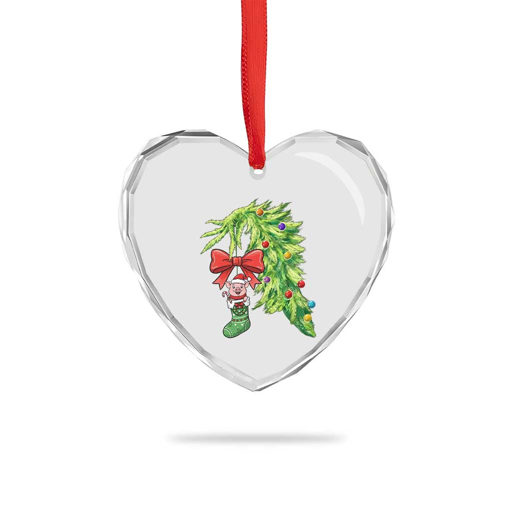 Funny Christmas Pig In Green Hand Naughty Heart Crystal Glass Ornament Pet Lover Gift TS12 Print Your Wear
