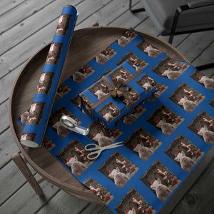 Funny Christmas Pig Selfie With Santa Gift Wrapping Paper Roll TS12 Blue Print Your Wear