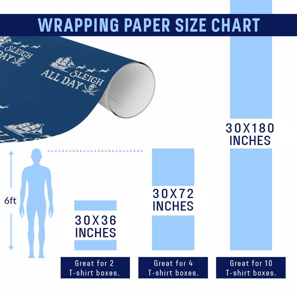 Funny Christmas Pirate Wrapping Paper Roll Sleigh All Day Pirate Skull Ship TS11 Print Your Wear