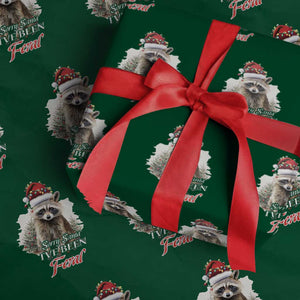 Funny Christmas Racoon Wrapping Paper Roll Sorry Santa I've Been Feral Trash Panda TS11 Green Print Your Wear