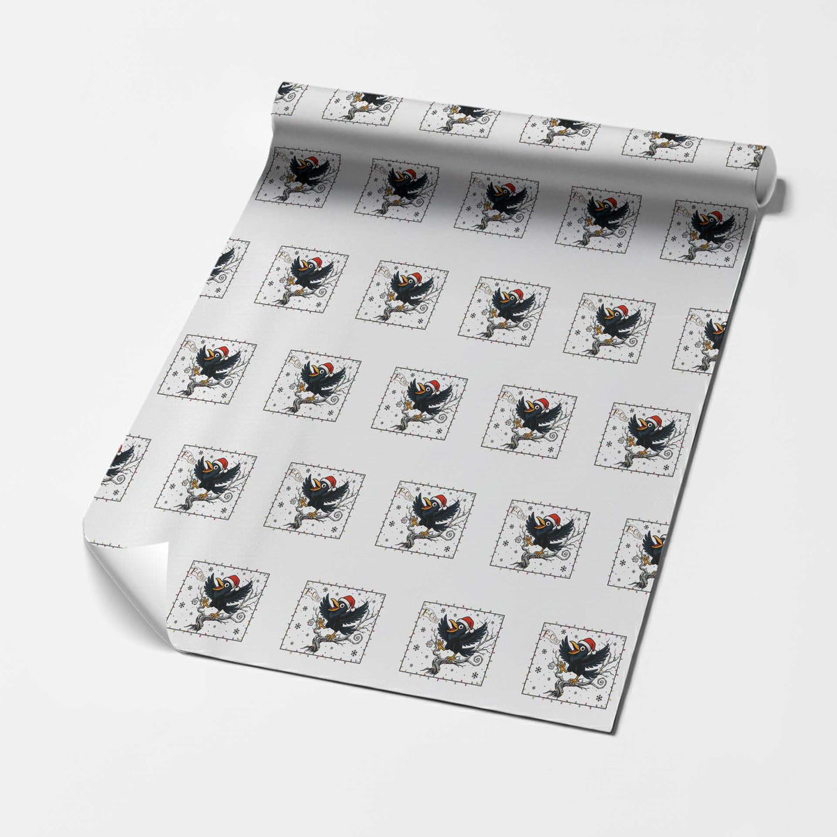Funny Christmas Raven Lovers Wrapping Paper Roll F Caw F Joke Gift TS12 White Print Your Wear