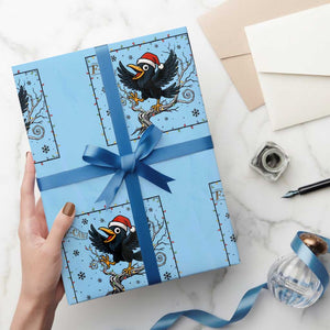 Funny Christmas Raven Lovers Wrapping Paper Roll F Caw F Joke Gift TS12 Light Blue Print Your Wear